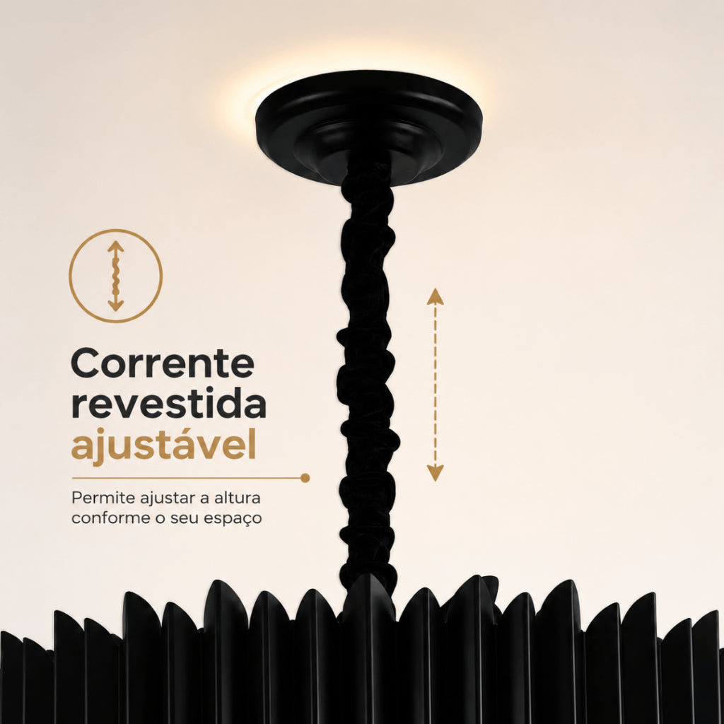 Lustre Cristal K9 Gotas Preto Fosco Pendente Moderno E14 Sala de Estar Bivolt