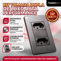 Placa 4x2 Metal Escovado Chumbo Fusion Pro XLX - Com 2 Tomadas 10A 110V 2P+T Padrão Brasileiro