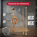 Pendente Corda Marrom 1m Lustre Retrô E27 Bivolt Teto Decoração