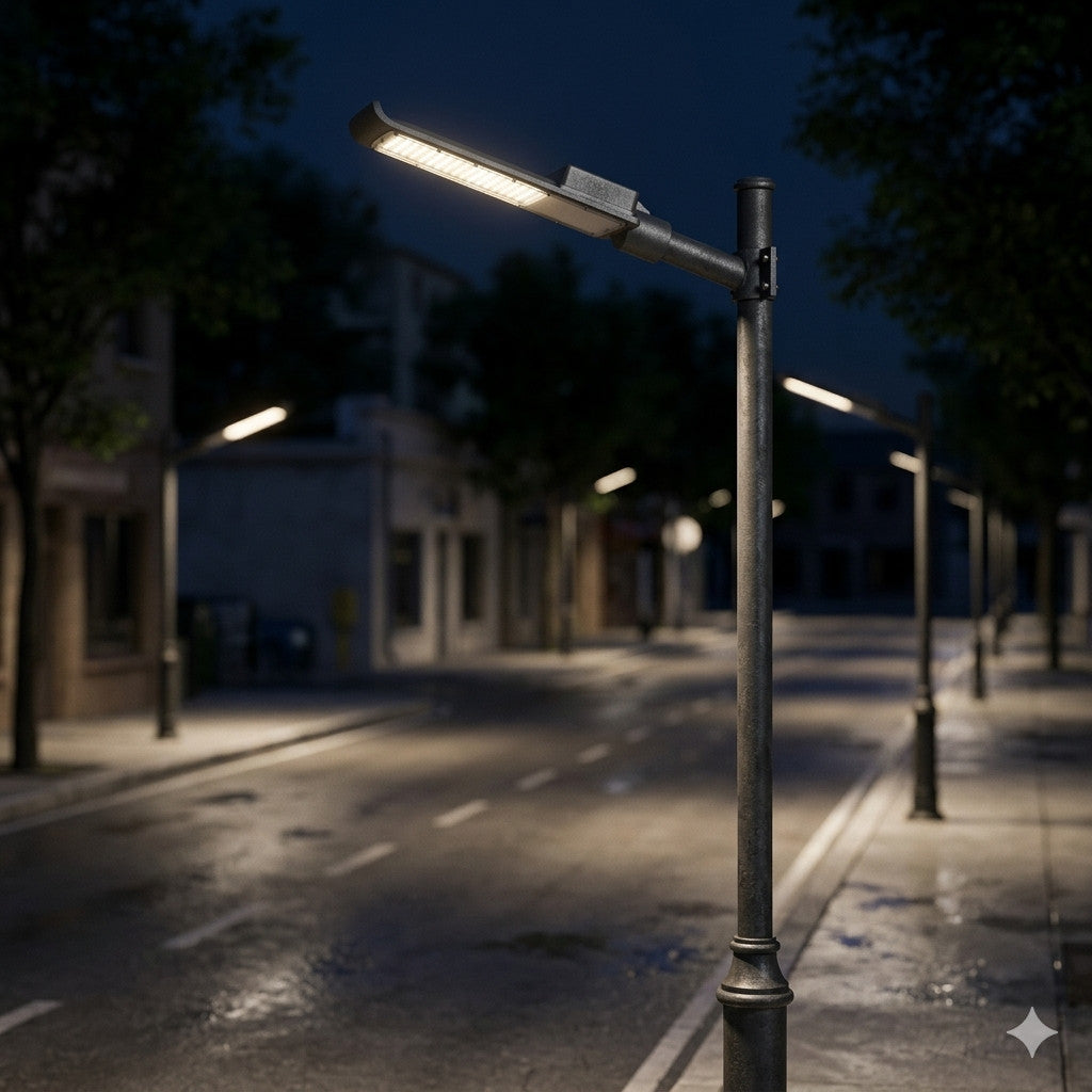 Luminária LED Pública 100W Para Poste Com Sensor Fotoelétrico IP67 Branco Frio 6500K Bivolt