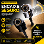 Conjunto 2 Adaptador Angular Curto Durável - 90° Imantado Encaixe Parafusadeira Ferramenta