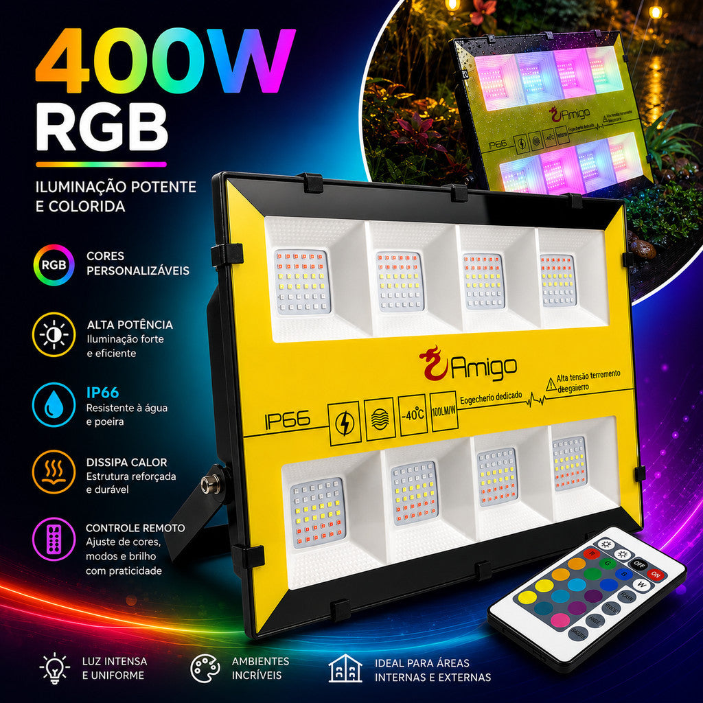 Refletor Holofote Led Bumblebee 400w Rgb Xlx A Prova Da Água