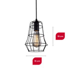 Pendente de Teto Aramado XLX Alumínio Preto Luminária Industrial Vintage Retrô Importado E27