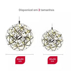 Luminária Pendente Lustre Design LED Cor Prata 50cm x 50cm / 30cm x 30cm Elegante Redondo