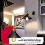 Arandela Industrial Ajustável de parede Vintage Nórdico Retrô Loft Preto Com Dourado 110v/220v