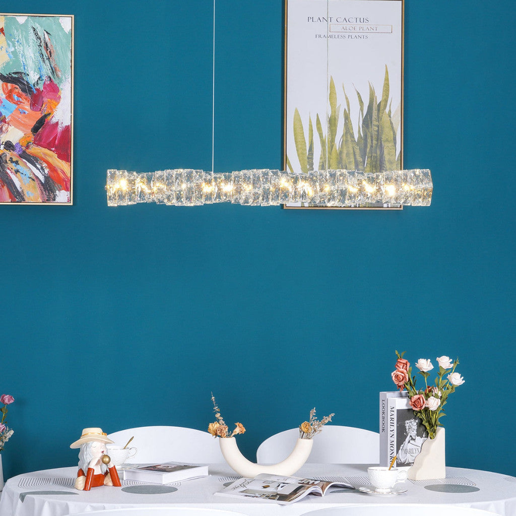 Lustre Cristal Prata Pendente Luxo Sala Jantar Prateado 80cm Bivolt Led 127/220v