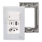 Conjunto 1 Interruptor Simples Usb 1 Tomada 127v Unipolar 250v Branco