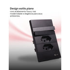 Conjunto 2 Tomadas 110v 1 Interruptor Duplo 10a Unipolar Preto Placa 4x2