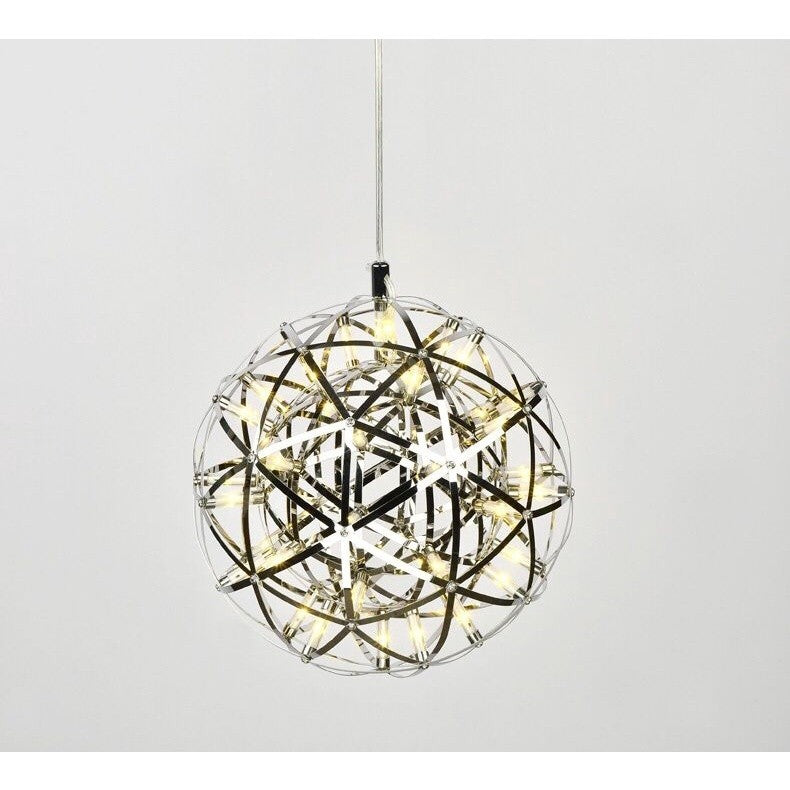 Luminária Pendente Lustre Design LED Cor Prata 50cm x 50cm / 30cm x 30cm Elegante Redondo