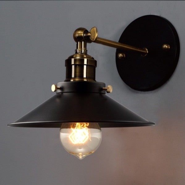 Arandela Industrial Ajustável de parede Vintage Nórdico Retrô Loft Preto Com Dourado 110v/220v