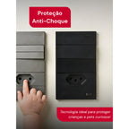 Conjunto 2 Tomadas 110v 1 Interruptor Duplo 10a Unipolar Preto Placa 4x2