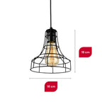 Pendente de Teto Aramado XLX Alumínio Preto Luminária Industrial Vintage Retrô Importado E27