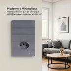 Conjunto 2 Interruptores Unipolar 4x2 Tomada 110v 10a Cinza Fosco Inclui Placa