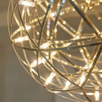 Luminária Pendente Lustre Design LED Cor Prata 50cm x 50cm / 30cm x 30cm Elegante Redondo