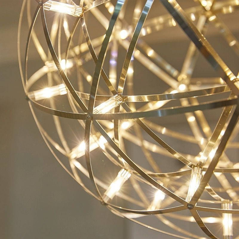 Luminária Pendente Lustre Design LED Cor Prata 50cm x 50cm / 30cm x 30cm Elegante Redondo