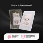 Conjunto 1 Interruptor Simples Usb 1 Tomada 127v Unipolar 250v Branco