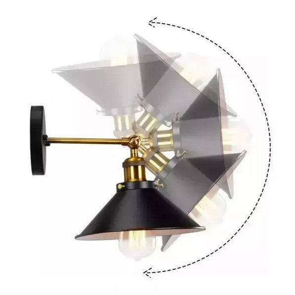 Arandela Industrial Ajustável de parede Vintage Nórdico Retrô Loft Preto Com Dourado 110v/220v