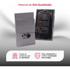 Conjunto 2 Interruptores Unipolar 4x2 Tomada 110v 10a Cinza Fosco Inclui Placa